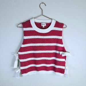 💗🤍 BiBi Pink & White Striped Side-Tie Knit Tank – NWOT 🤍💗